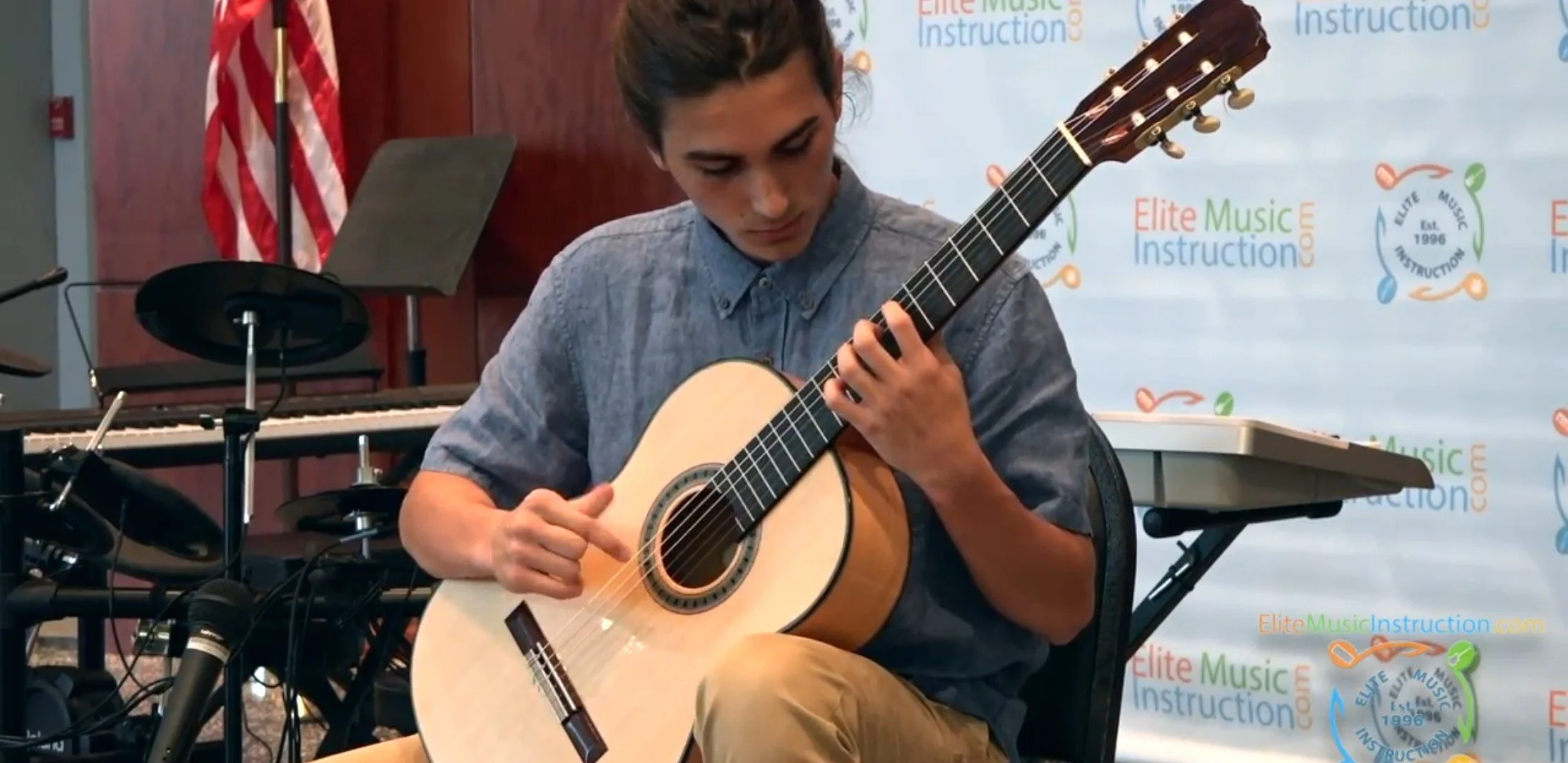 student taking guitar lessons in weston florida