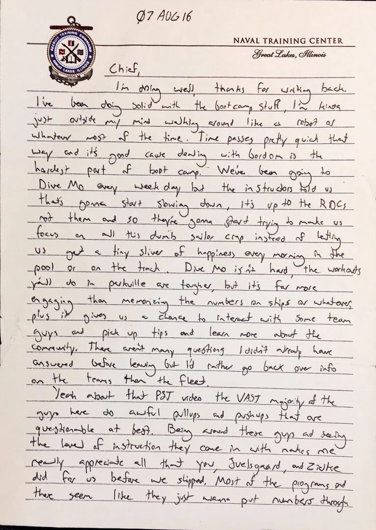 boot camp letters navy