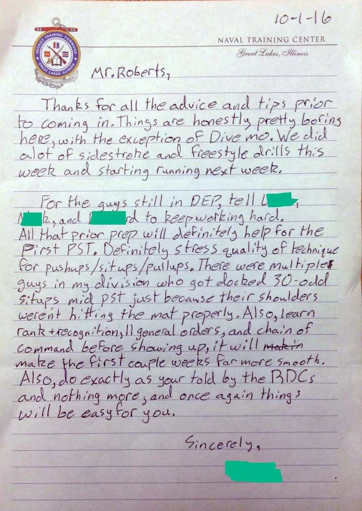 boot camp letters navy