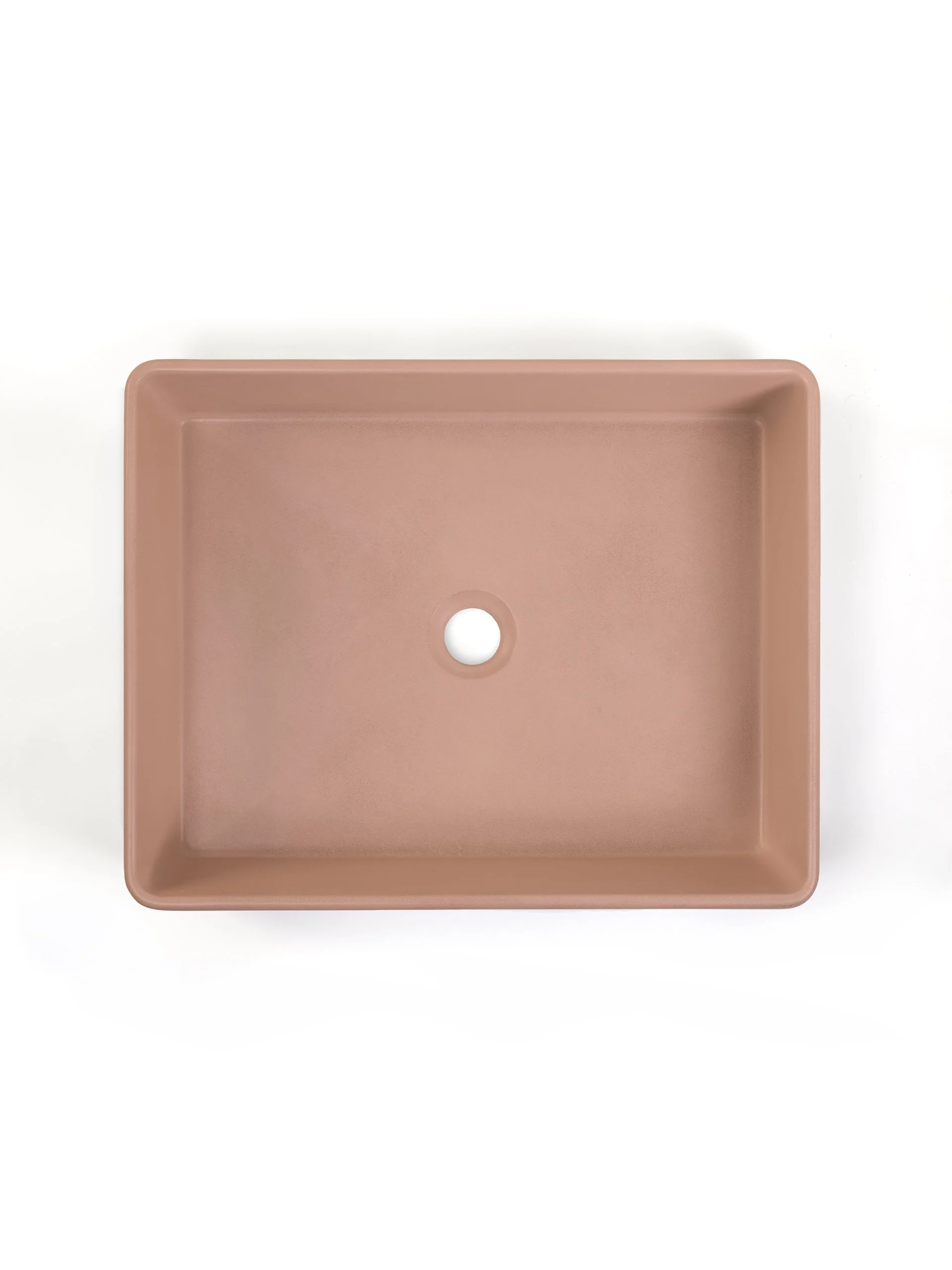 Top view of rectangular concrete vessel sink in Sonora