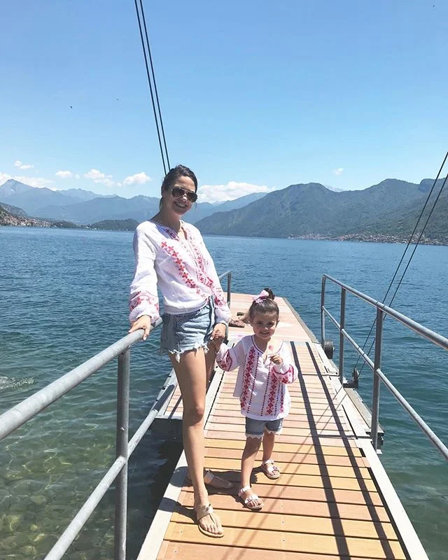 Mommy and me outfits on Lake Como?! Because, why not! This lido in #Agregno offered the perfect perch to enjoy some sun and fun. #bodenbyme #bodenbaby #lakecomobaby #heyjetsetbaby