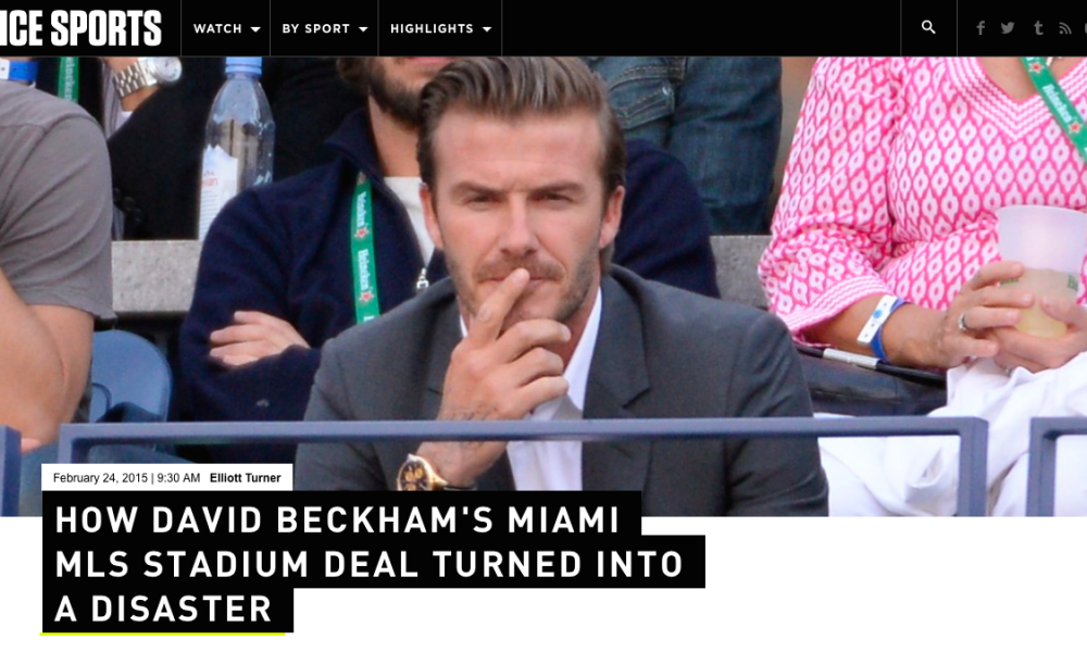 "Outmaneuvered" MIAMI HERALD’S FRONT PAGE QUOTE NEXT TO A PHOTO OF DAVID BECKHAM
