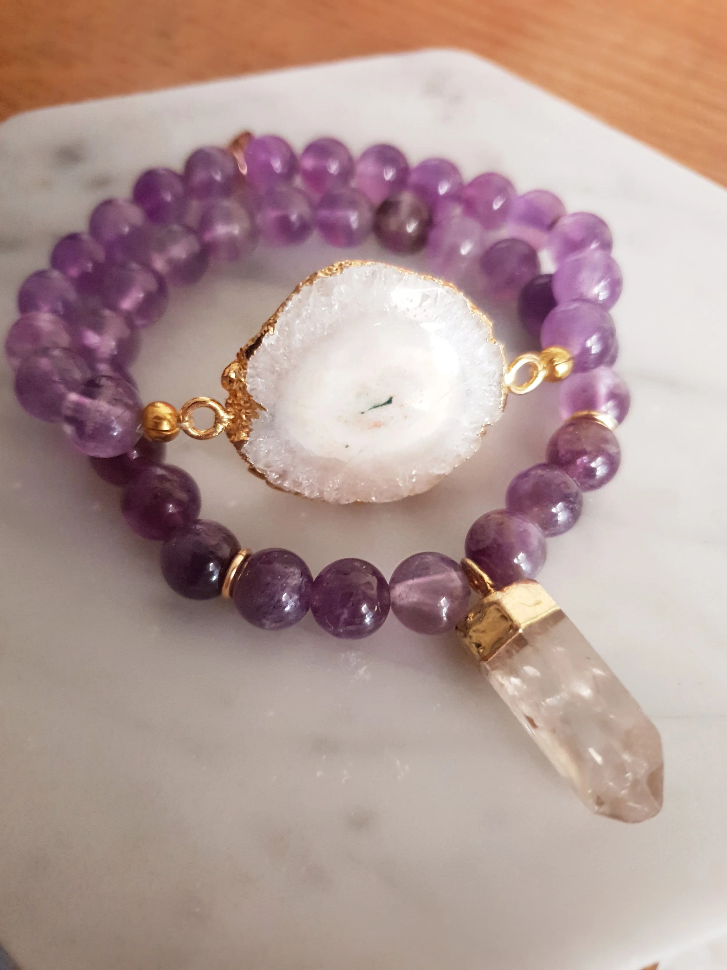 Amethyst Crystal Bracelet Set