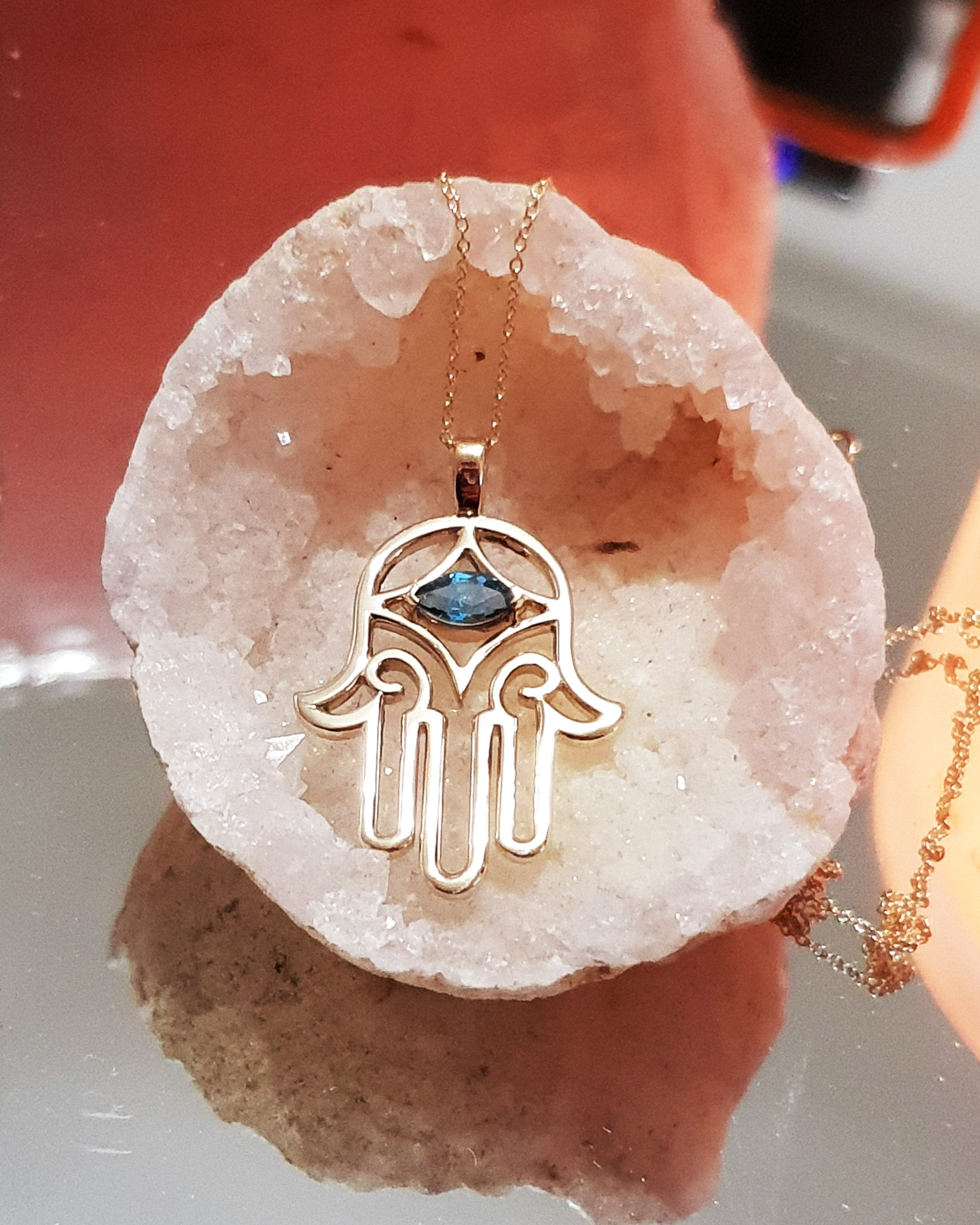 Blue Topaz Hamsa Necklace