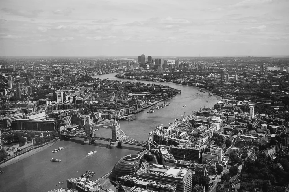 City view down the Thames from the Shard