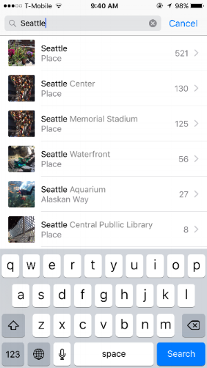 New search feature in Photos.