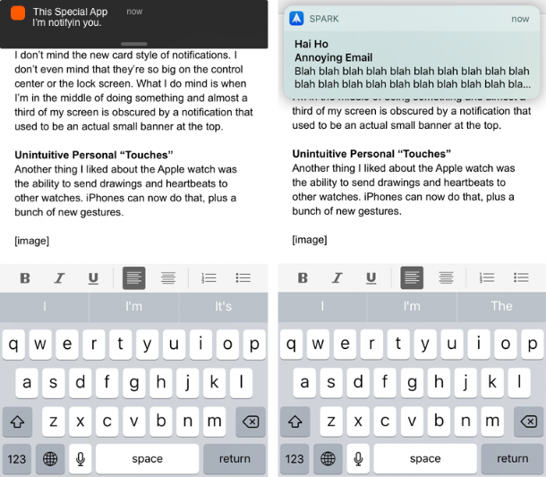 Left: iOS 9 (made with a UI Kit from UXPin ); Right: iOS 10