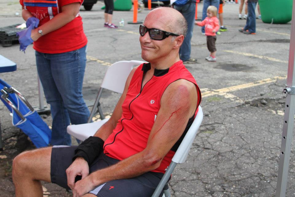 "I was on pace for the best ride of my life with 1.5 miles left." The moment of honesty: my husband crashed his bike during a race and realized he wasn't going to be riding his bike for awhile.