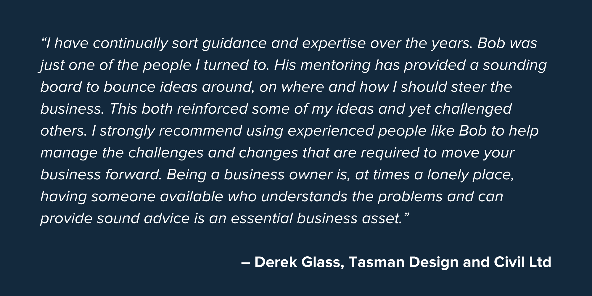 Derek Glass SME Business Testimonial Quote