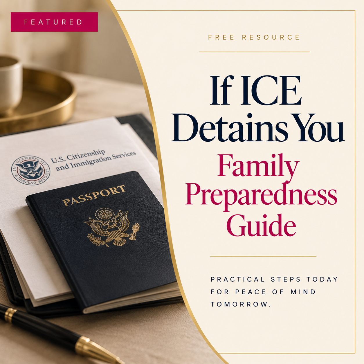 Passport and USCIS paperwork with a pen