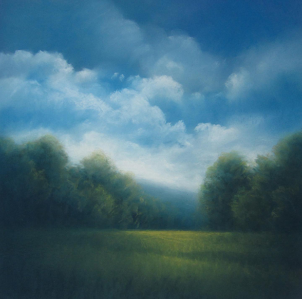 Morning Fields (Pastel on paper, 26" by 26")