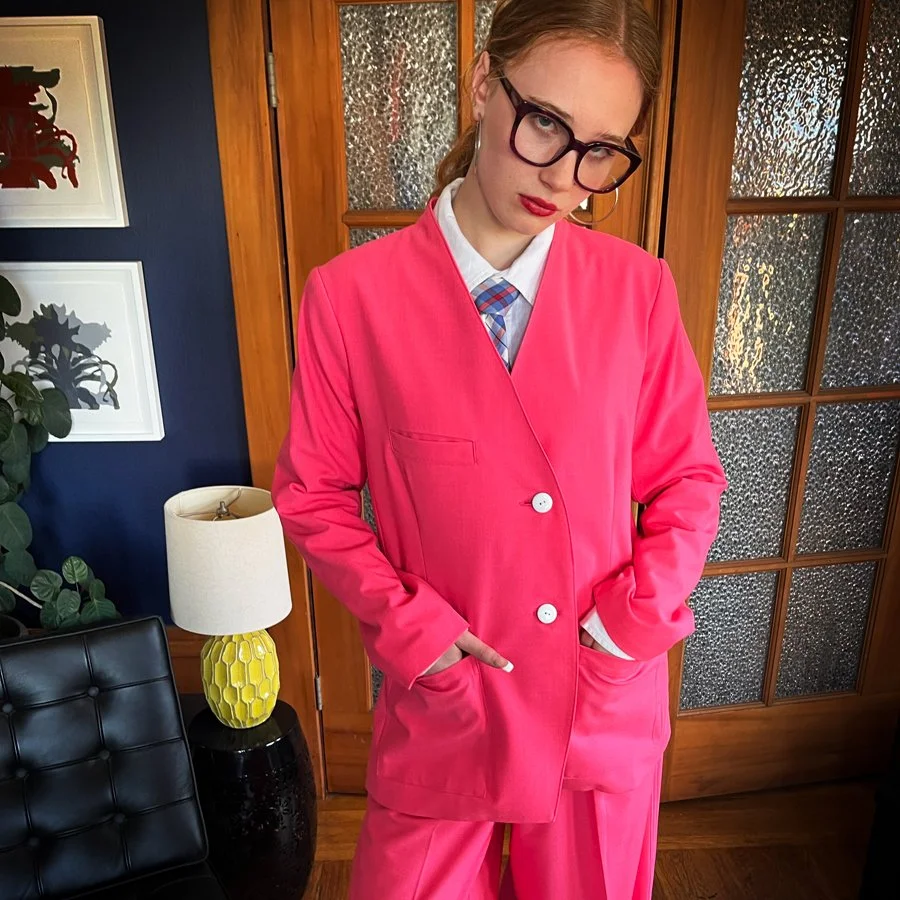 TWO BUTTON JACKET - PINK WOOL 30% OFF