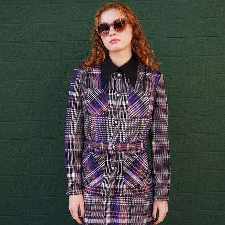 LEISURE SUIT JACKET - PURPLE PLAID - 40 