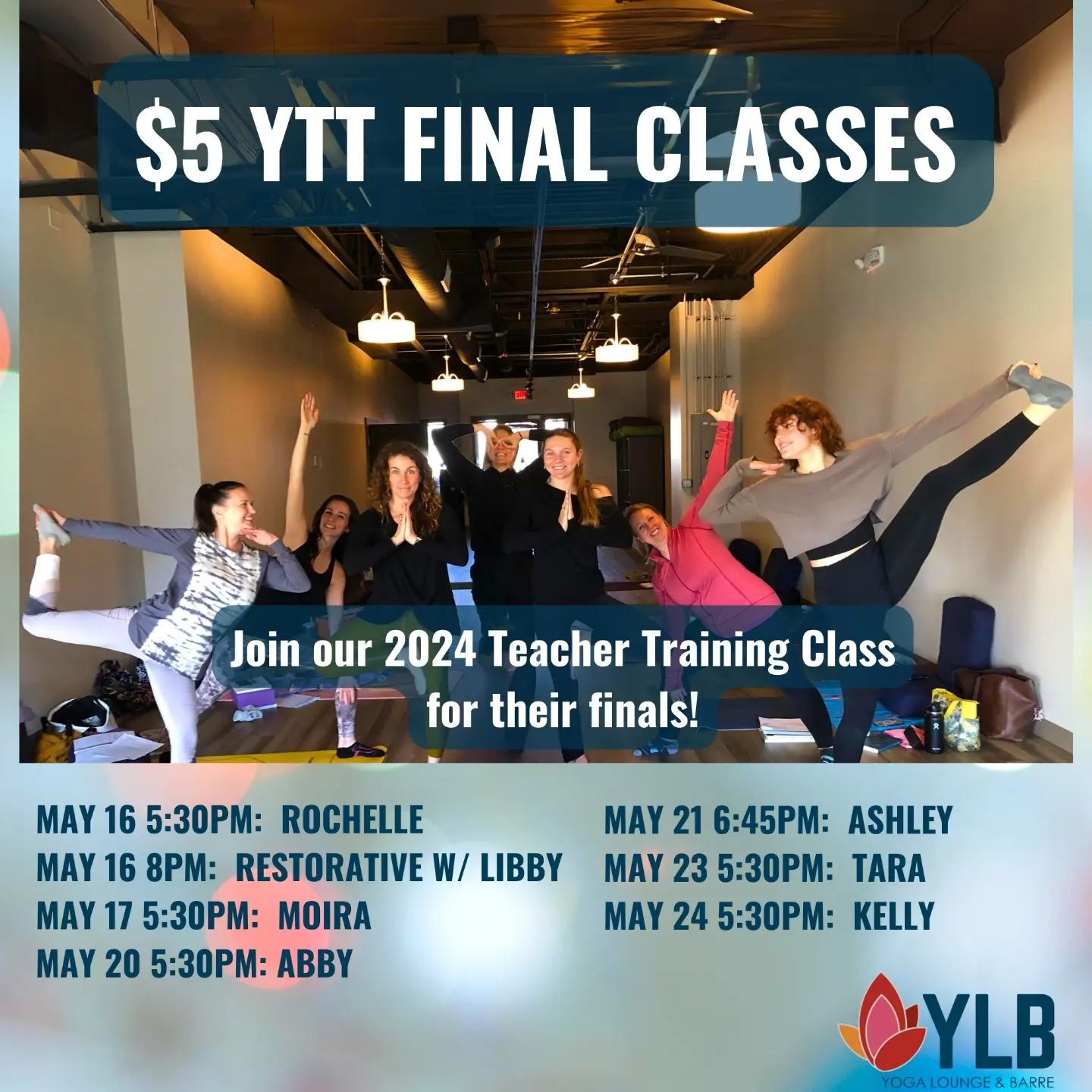 Join us for the next week as we wrap up our 2024 Yoga Teacher Training with our trainees teaching classes open to the public. Be there so you can say you were a day one fan!