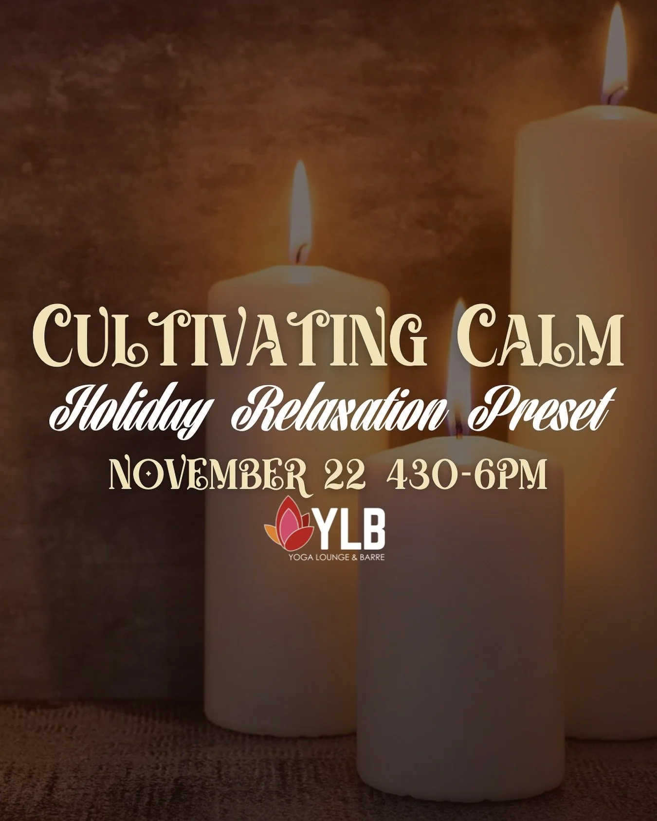 Set your baseline to calm before the busy season begins. 

Enjoy a 90-minute candlelit gentle + yin blend with optional hands-on assists to soothe your body, quiet your mind, and build nervous system resilience. 

November 22
4:30-6pm
$30 Early Bird 
