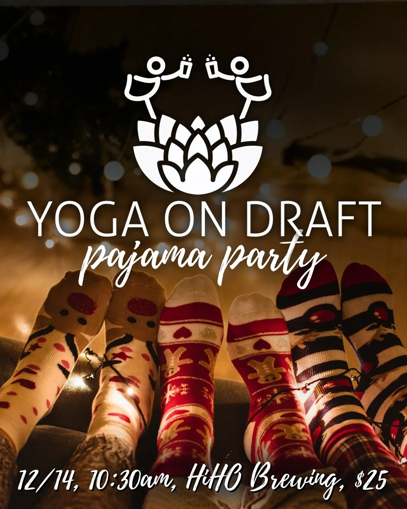 The @yogabestieweirdos are back at @hihobrewingco for a holly-jolly, cozy edition of Yoga on Draft! Put on your fuzzy slippers, roll out your mat, and raise a glass of good cheer.

After class, enjoy a tasty pint of HiHO draft beer and a sweet holida
