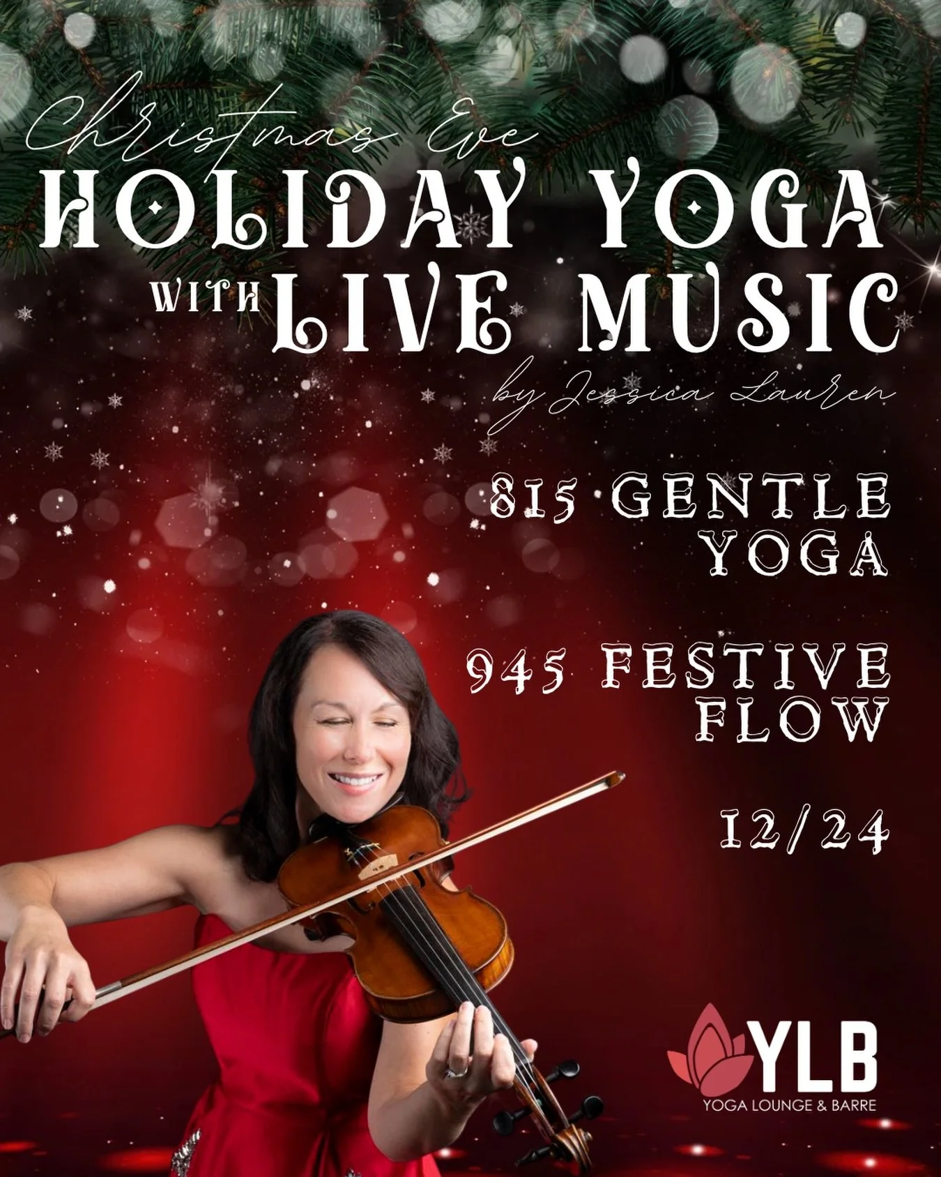 Two weeks away &amp; limited spots left! 

Arguably the very best way to start your Christmas Eve celebrations. Come together in community to move, breathe l, and enjoy the incredible musical accompaniment by @jviolin200. 

Regular class passes apply
