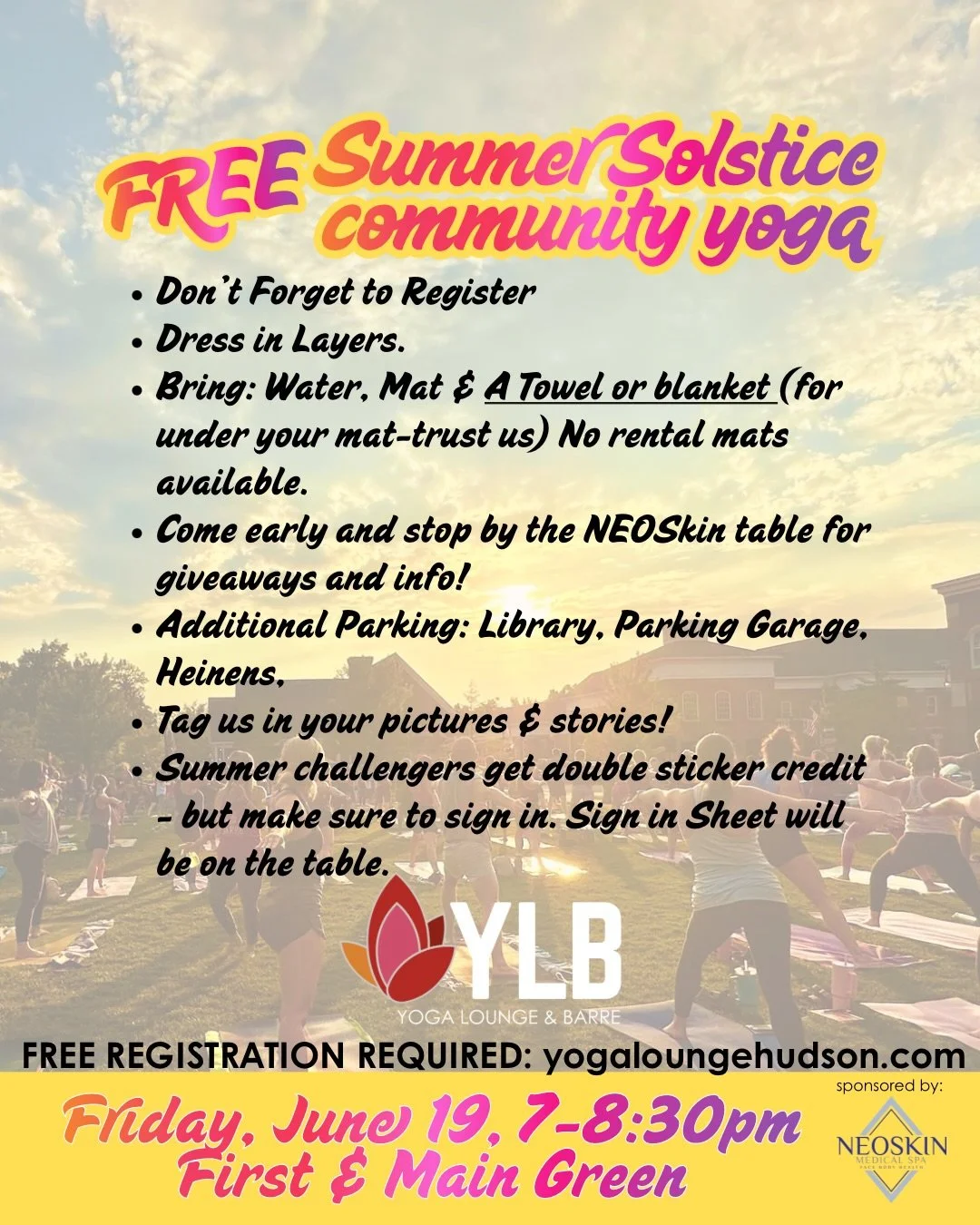 Today is the day! There's still time to sign up and join us. 

A couple of reminders: 

&bull; Don&rsquo;t Forget to Register. Easy, Free, Link in bio. 

&bull; Join us on the First &amp; Main Green located by the pergola in the center of F&amp;M. (B