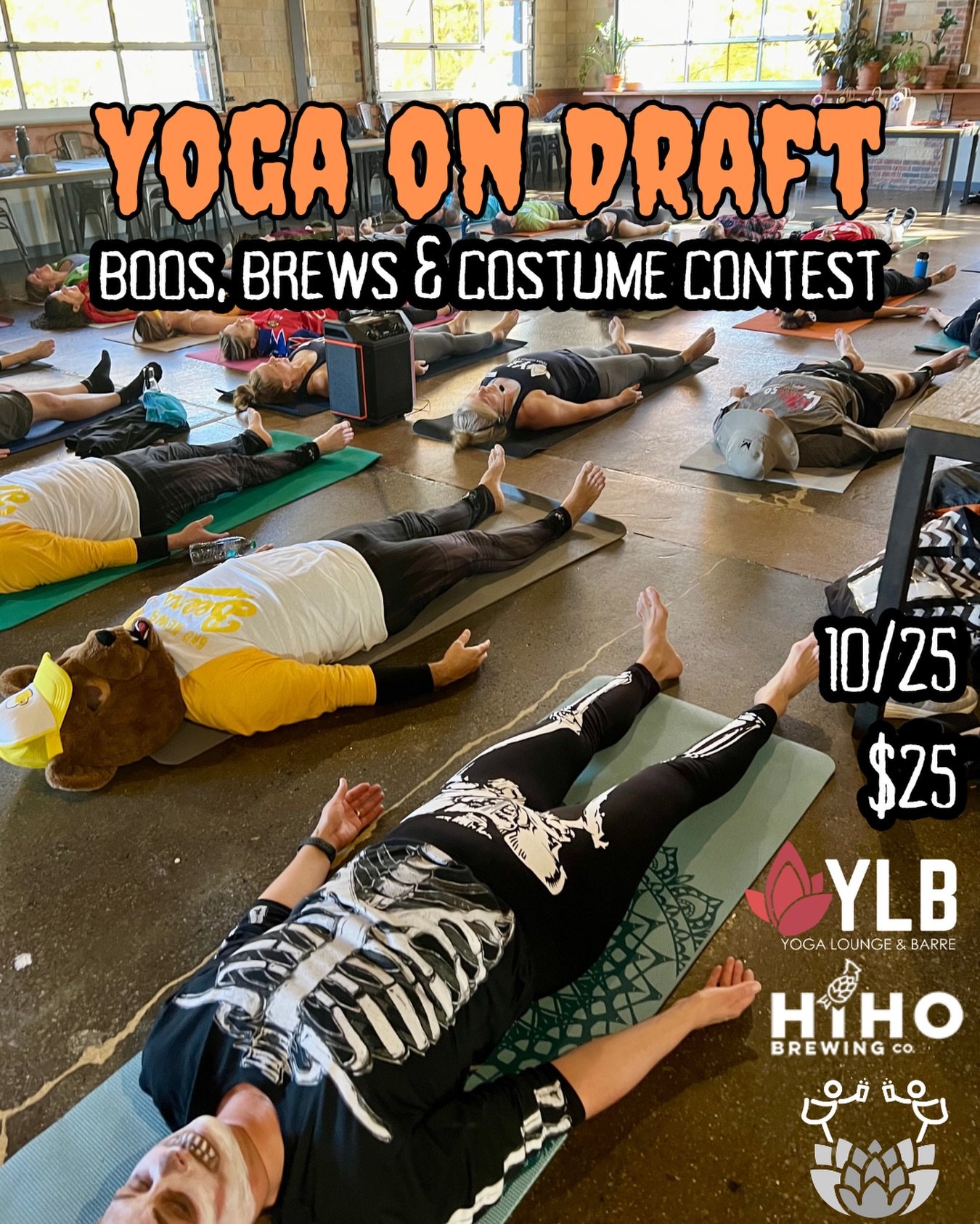 @yoga_on_draft :Boos, Brews, &amp; Costume contest returns to @hihobrewingco ! Join us for a spooky, pun-filled, @yogabestieweirdos yoga class, followed by a tasty pint of HiHO draft beer, tricks, treats, and PRIZES!

Costumes are STRONGLY encouraged