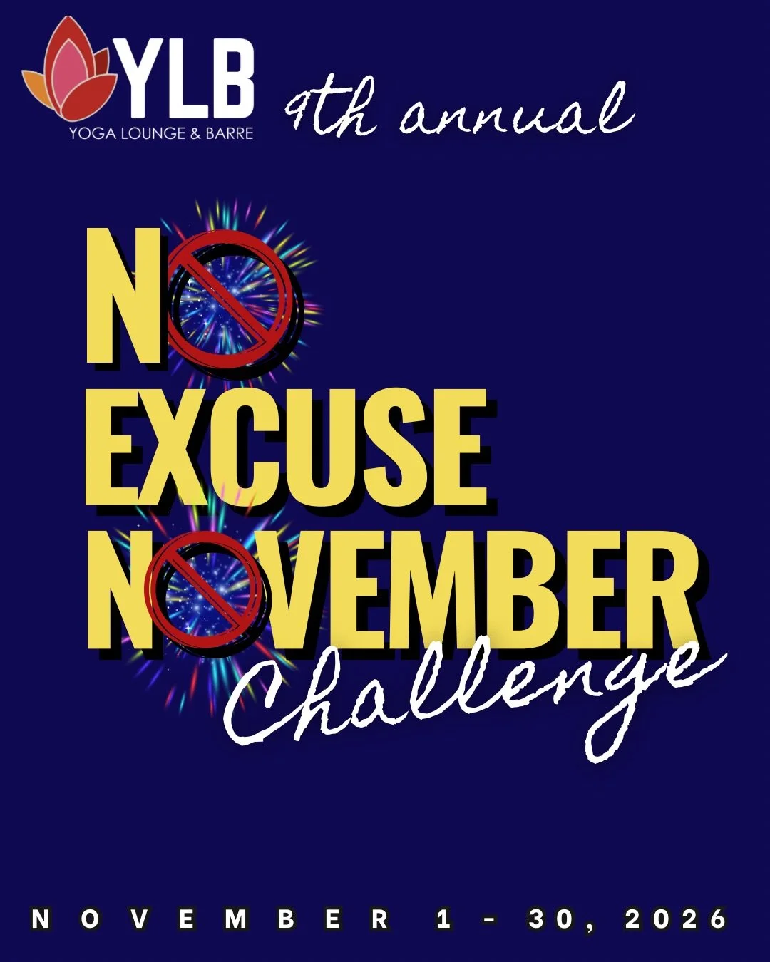 Year 9 of No Excuse November! More points. More prizes. More excuses than ever (to beat).

What&rsquo;s your go-to excuse for skipping class? What&rsquo;s stronger: you or your excuses? Let&rsquo;s find out. You bring the commitment. We&rsquo;ll brin