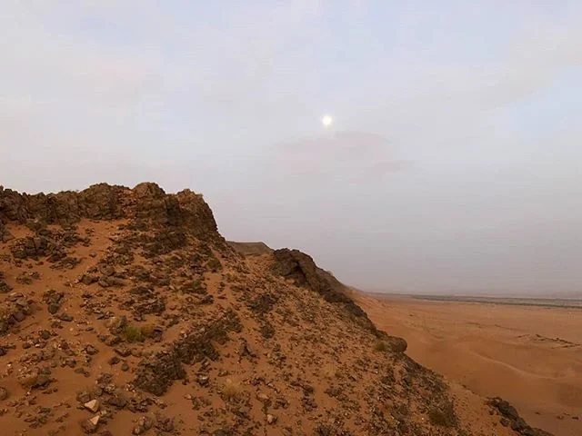 Scuttled up a sand dune and barely caught the rising sun