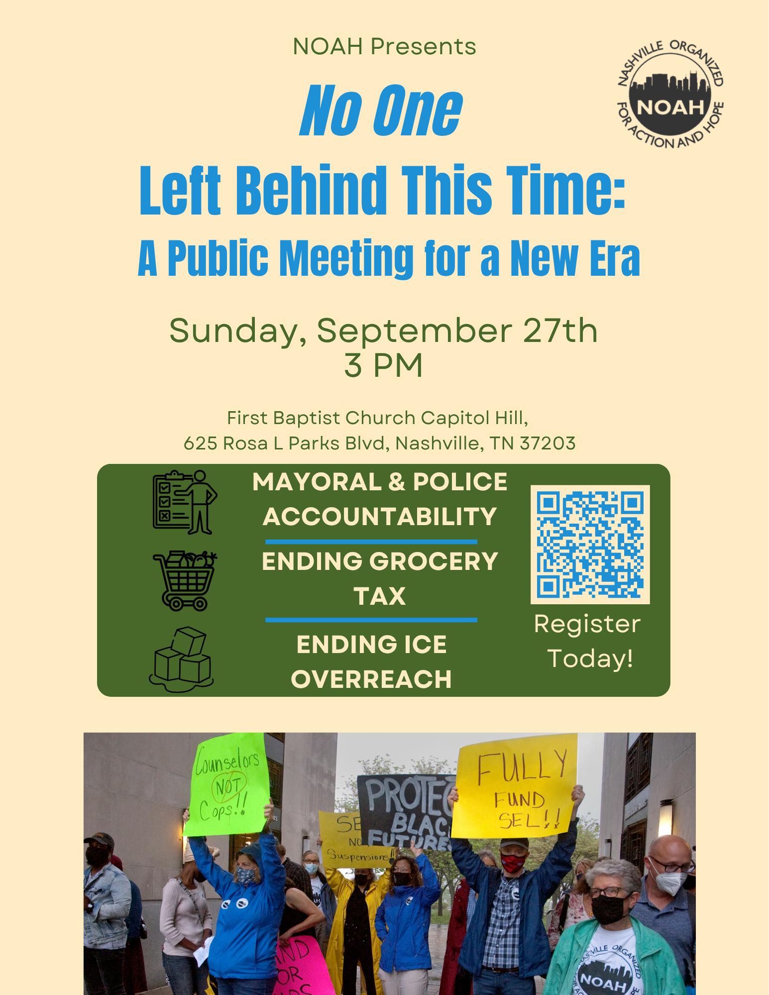 Sun, Sept. 27, 3 PM: Join us at the NOAH Public Meeting