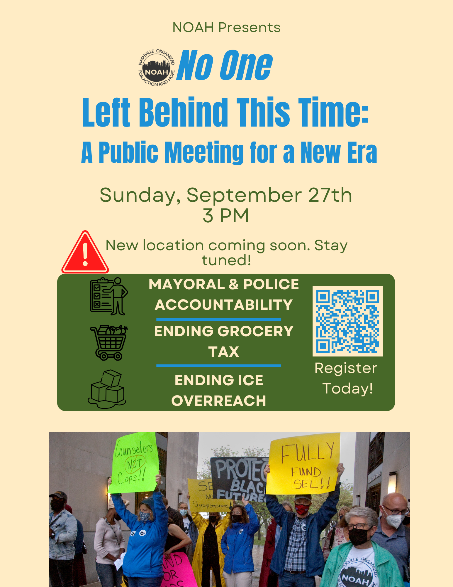 NOAH Public Meeting on September 27! Same time, new location!