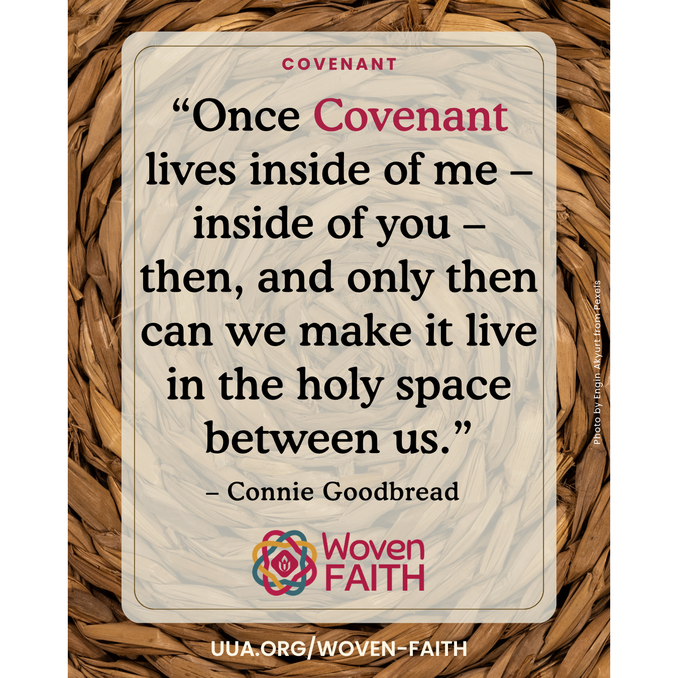 Sun., Nov. 1, 11 AM: Multi-Generational Sunday Service, Introduction to Woven Faith Theme: "Covenant”