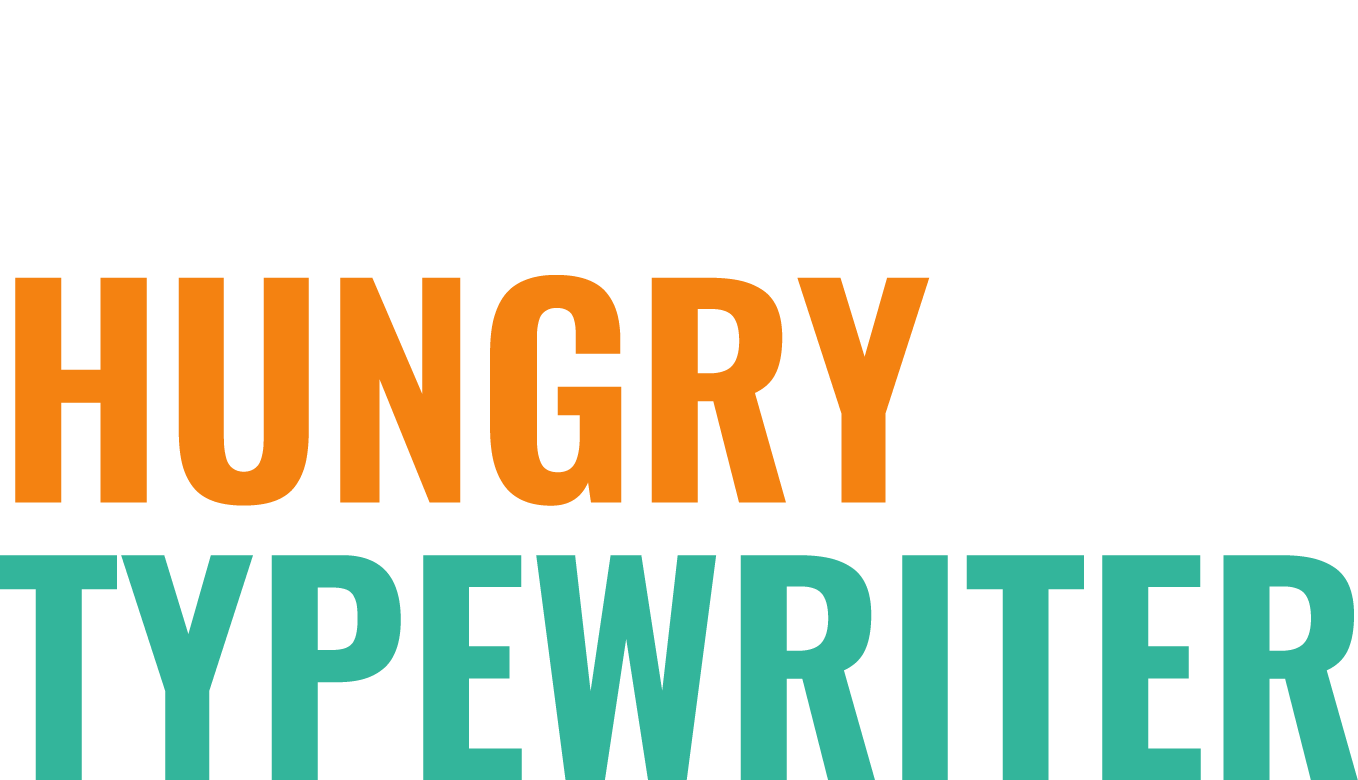 "Hungry Typewriter" logo with "Hungry" in orange and "Typewriter" in teal.