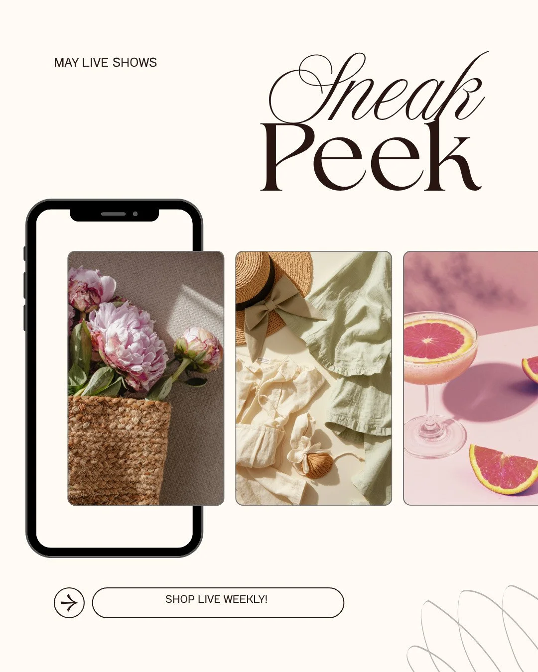 Upcoming shows: 

5/21- Swim
5/24- Modern/Vintage
5/26- Quince Swim/Intimates
5/28- Aerie Bras/ Accessories
5/30- Modern/Vintage
6/2- Halara
6/4- Halara
6/6- Modern/ Vintage

Sign up for text notifications to never miss a show!