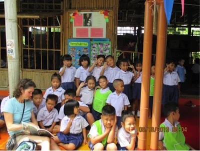 Visiting the "bamboo school" (Bangkok, Thailand, 2013) which I wrote about in Off to Class: Incredible and Unusual Schools around the World (Owlkids)