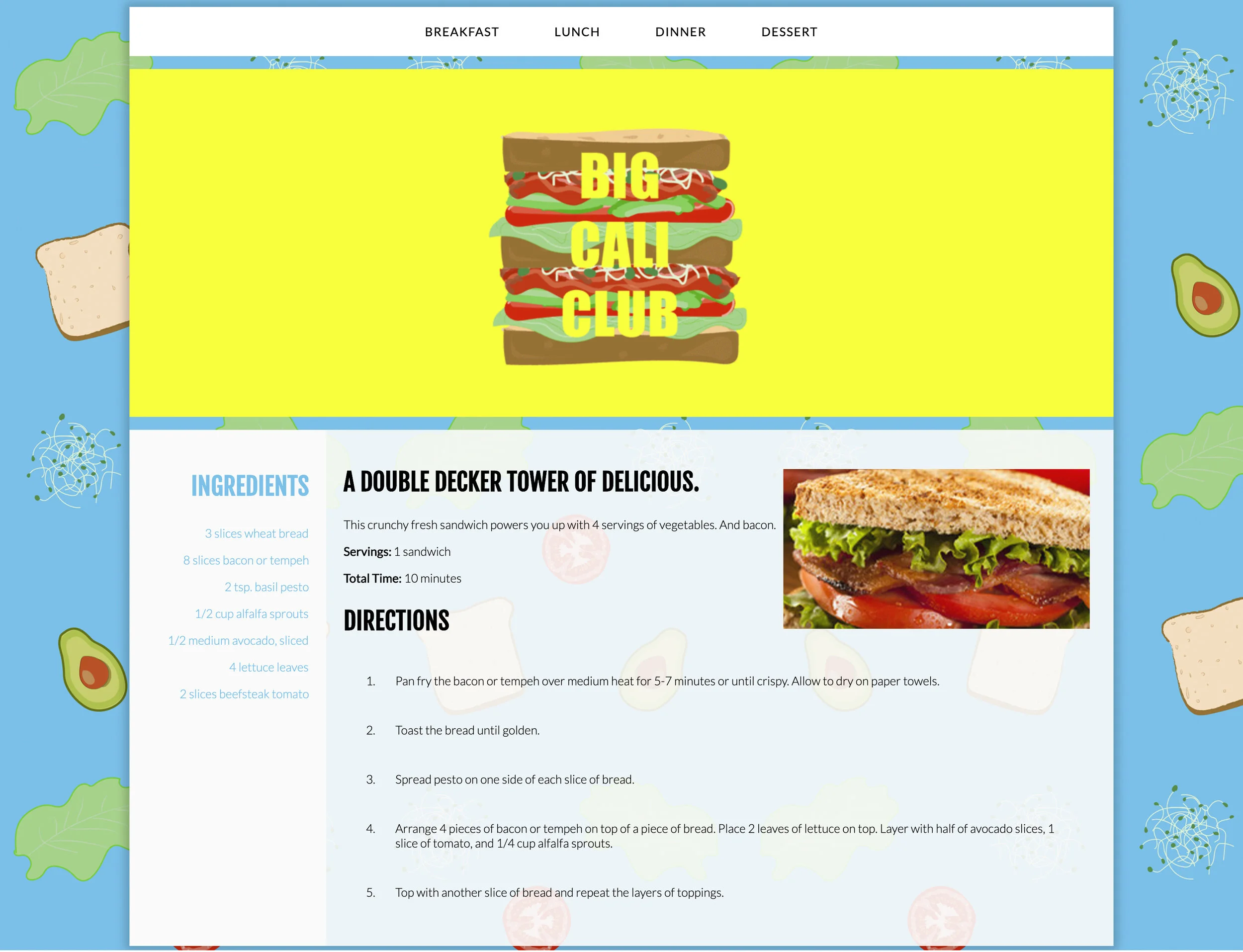 Big Cali Club Sandwich Page