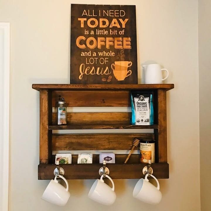 A whole latte love - coffee anyone? ☕️ .
. 
Seriously - how cute is this!  It&rsquo;s the little things - receiving this just made our day!  We love seeing our designs in your beautiful homes!  We absolutely love how our wood shelf was used to make t