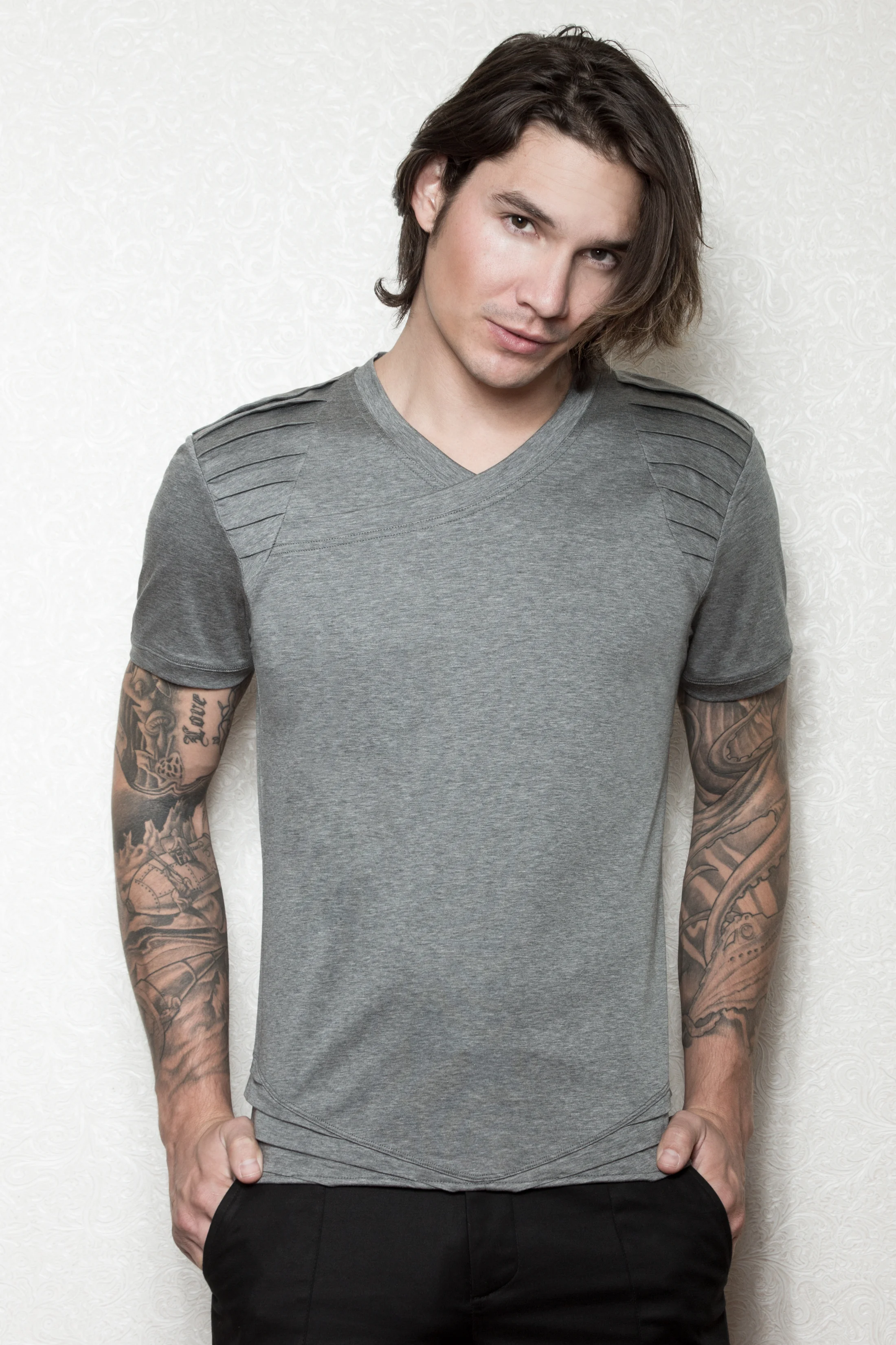 PLEATED MOTO KNIT TOP