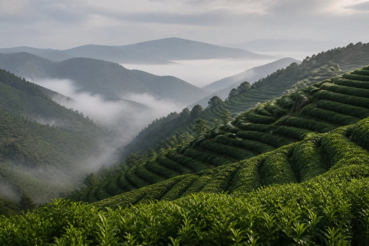 Terraced tea fields in the hills of Anxi, Fujian