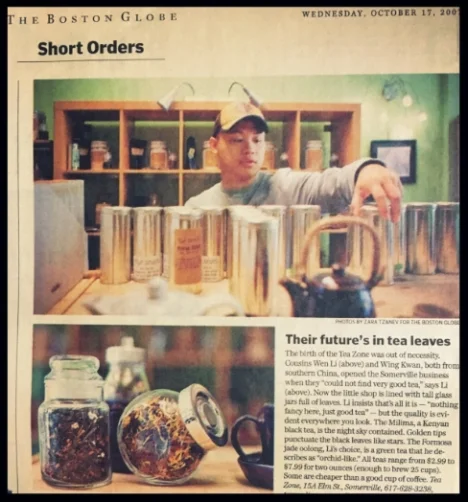 Tea Zone, a tea shop owned and operated by Wen and his cousin was featured in Boston Globe in 2007