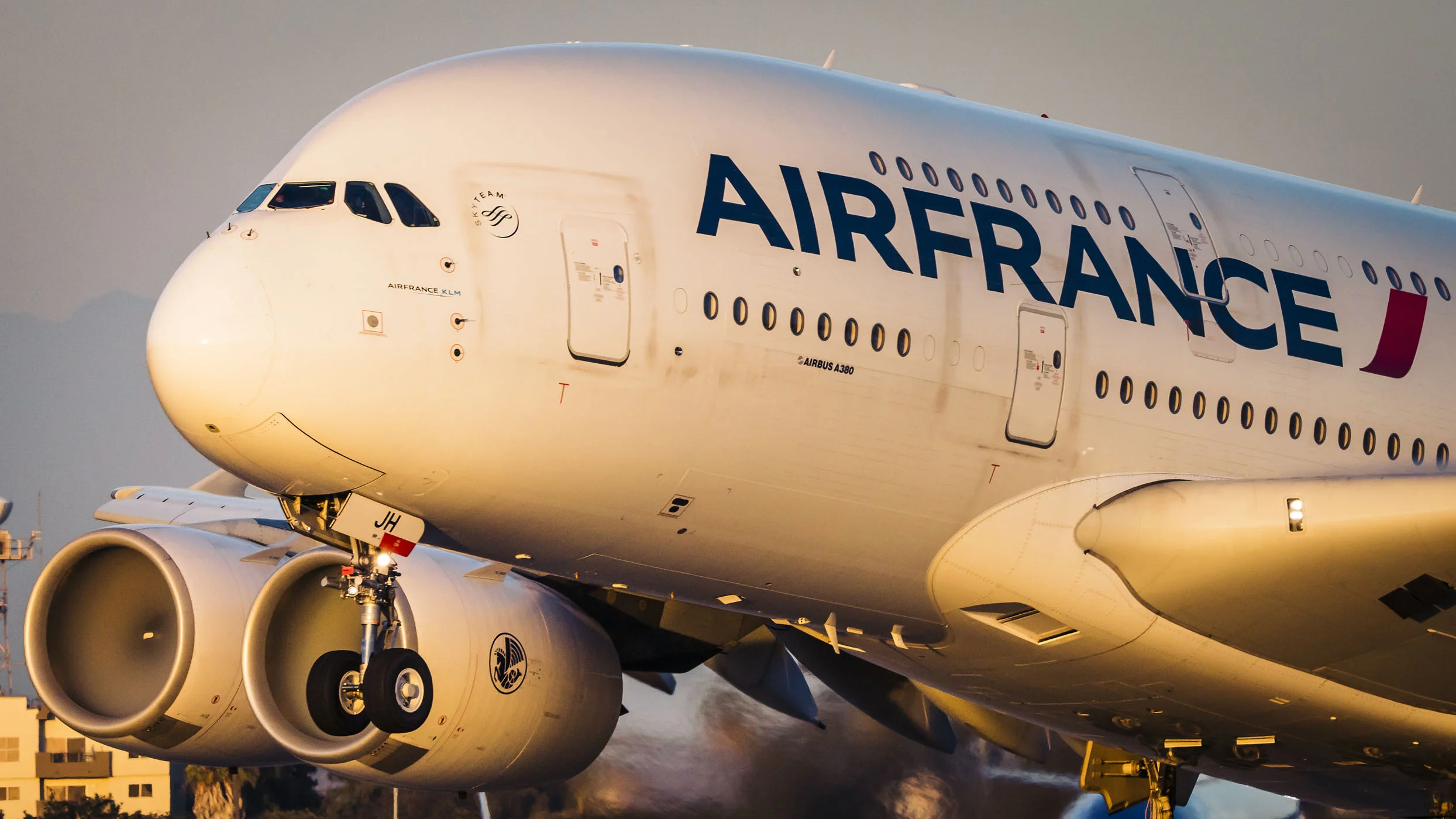 Air France AirlineA380 catching the last light of the day.