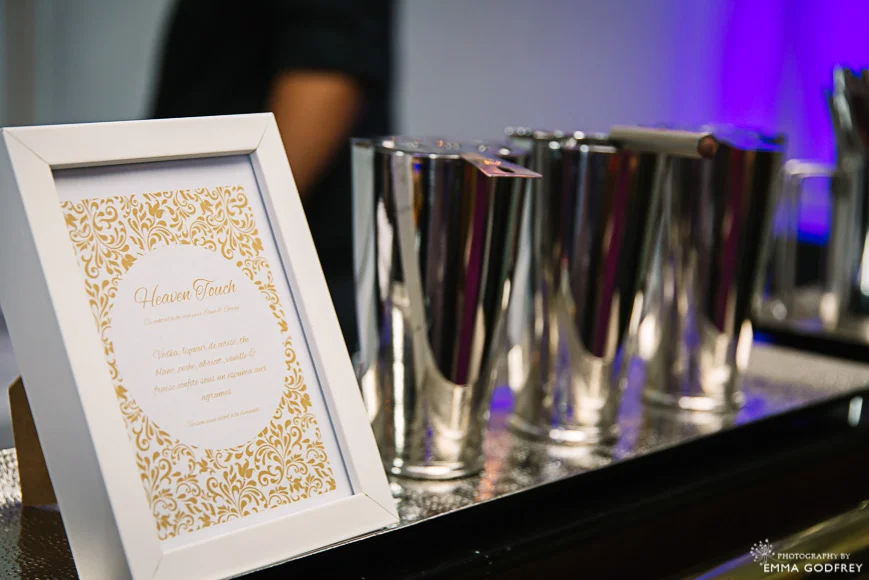 Signature cocktail menu and shakers