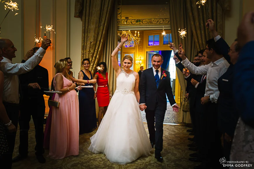Sparkler entrance by bride and groom