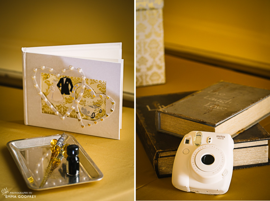 Guest book and instax camera at wedding