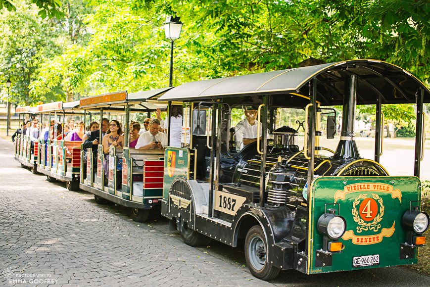 Tourist train for wedding guests in Geneva