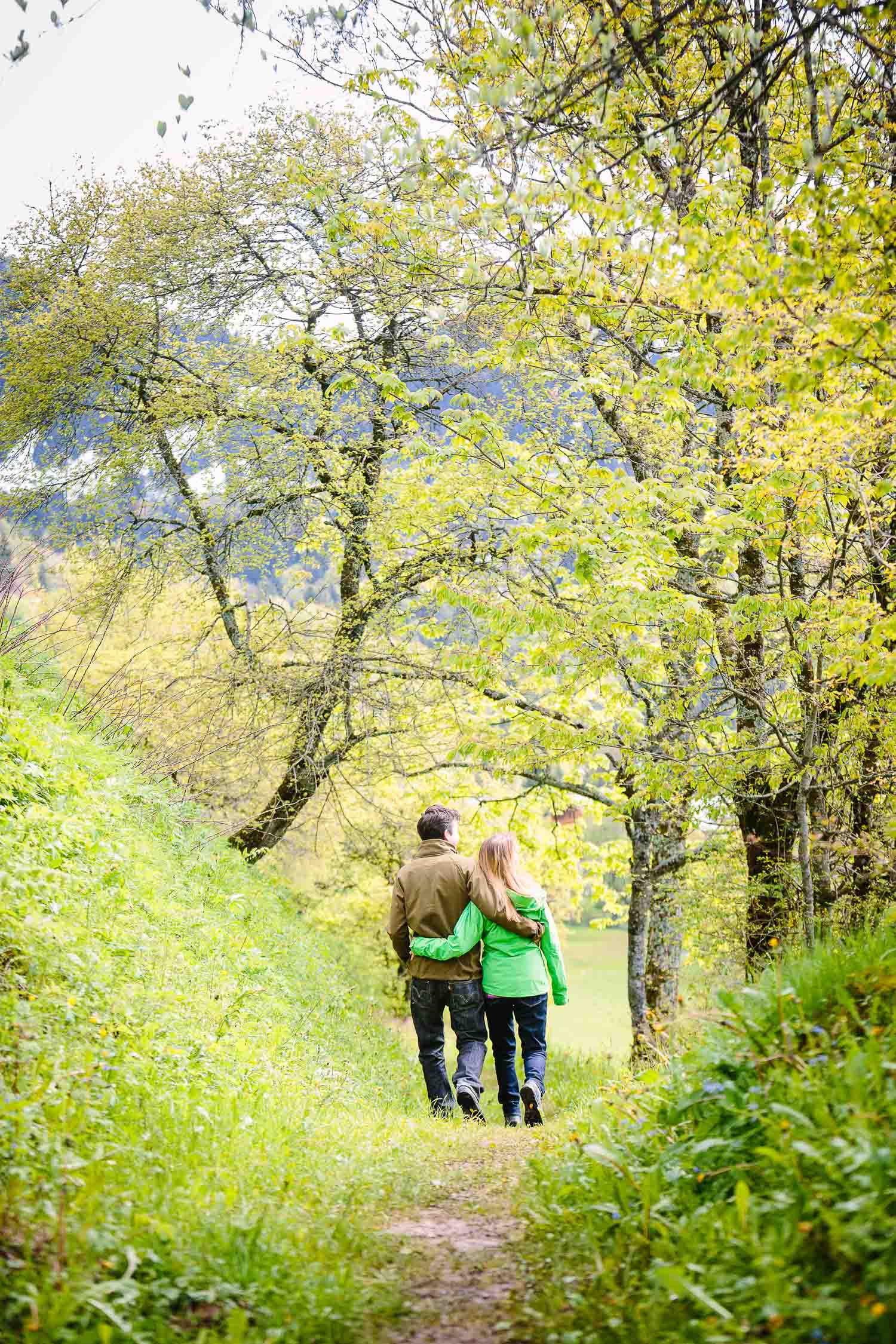 Couple out for a walk in the spring photo