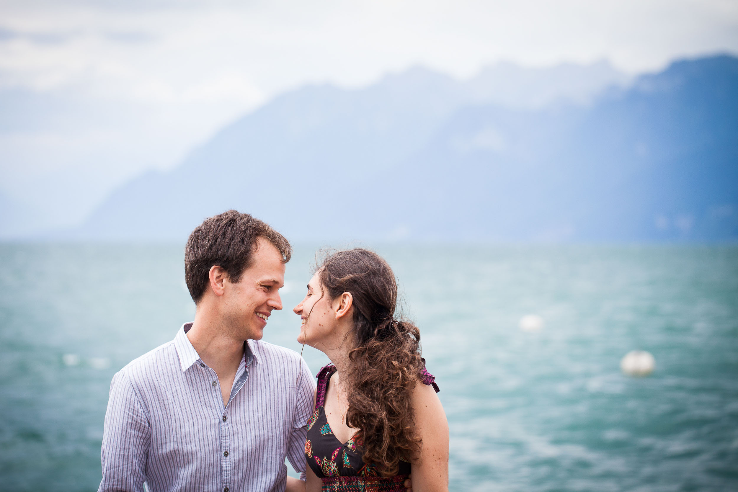 Ouchy pre-wedding shoot | Stormy lake Geneva | Denisa & Lukas