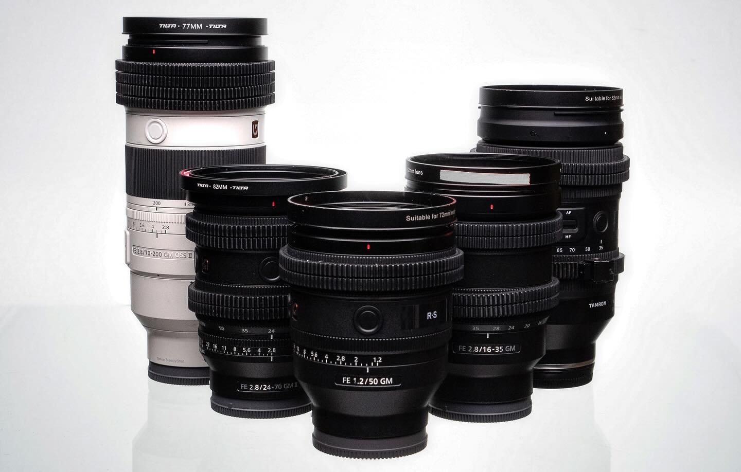 New sensors and mounts also warrants some new glass. 

Sony 24-70mm 2.8 GMII
Sony 70-200mm 2.8 GMII
Sony 16-35mm 2.8 GM
Sony 50mm 1.2 GM
Tamron 35-150mm 2-2.8
Not pictured: Sony 24mm 1.4 GM