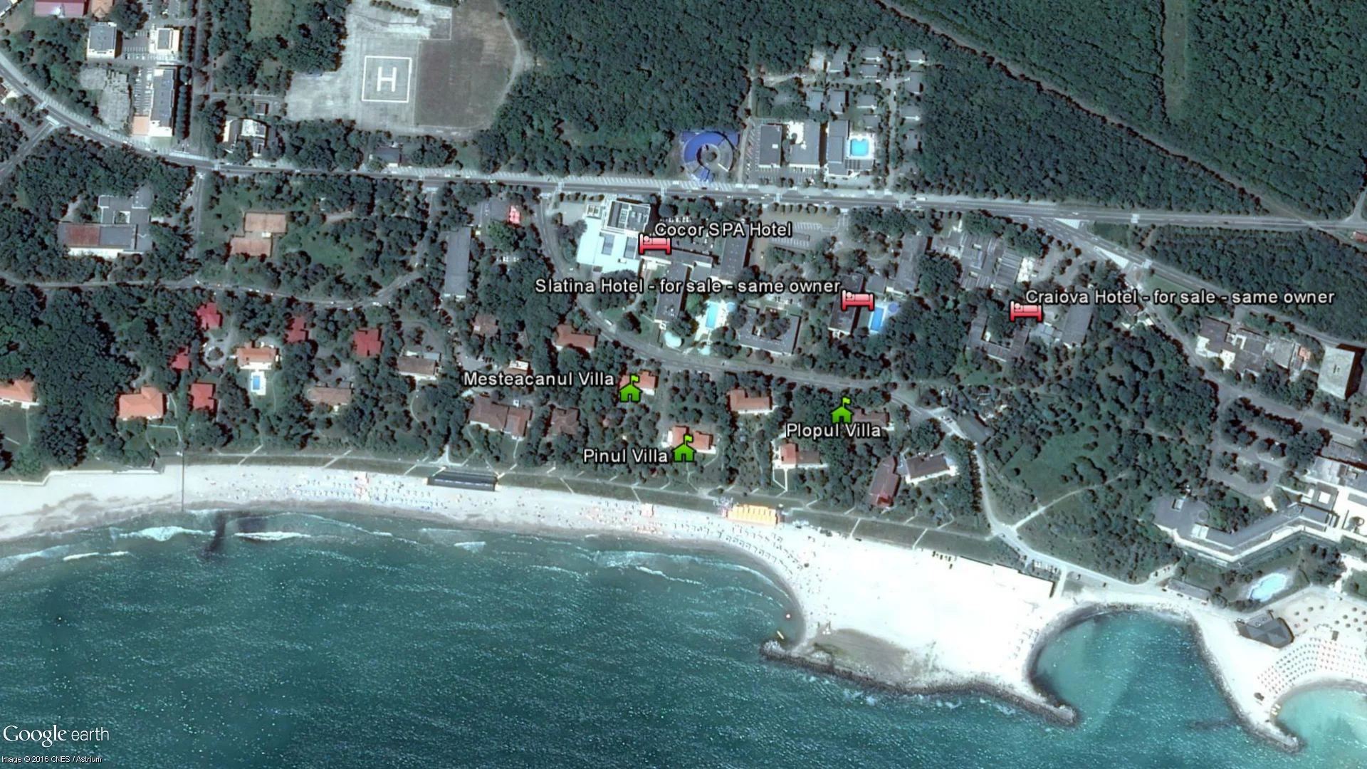 target properties show with green pins; for more details use GOOGLE MAPS