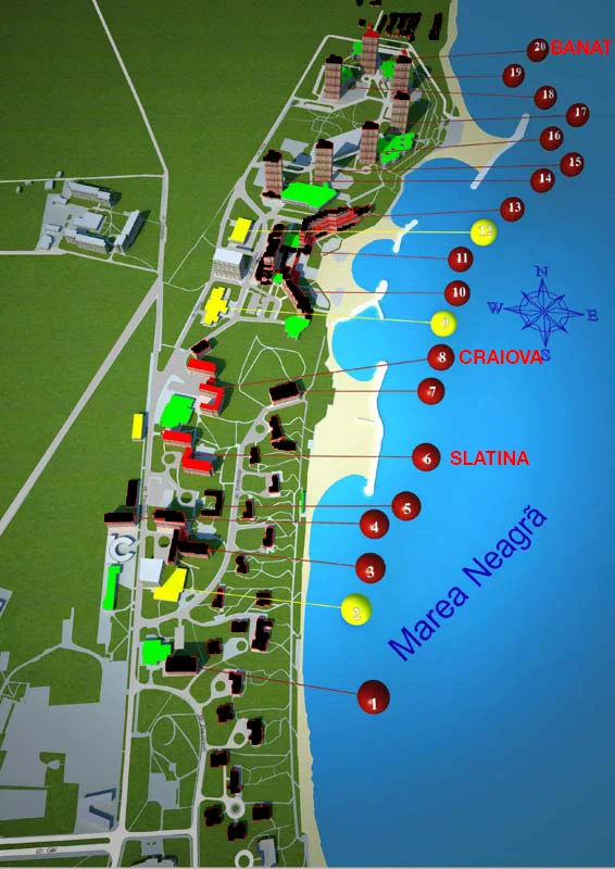 target hotels show up above in red, for more details please use GOOGLE MAPS