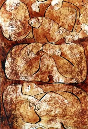 »Triptichon«, 110 ×80 cm, Mischtechnik auf Karton