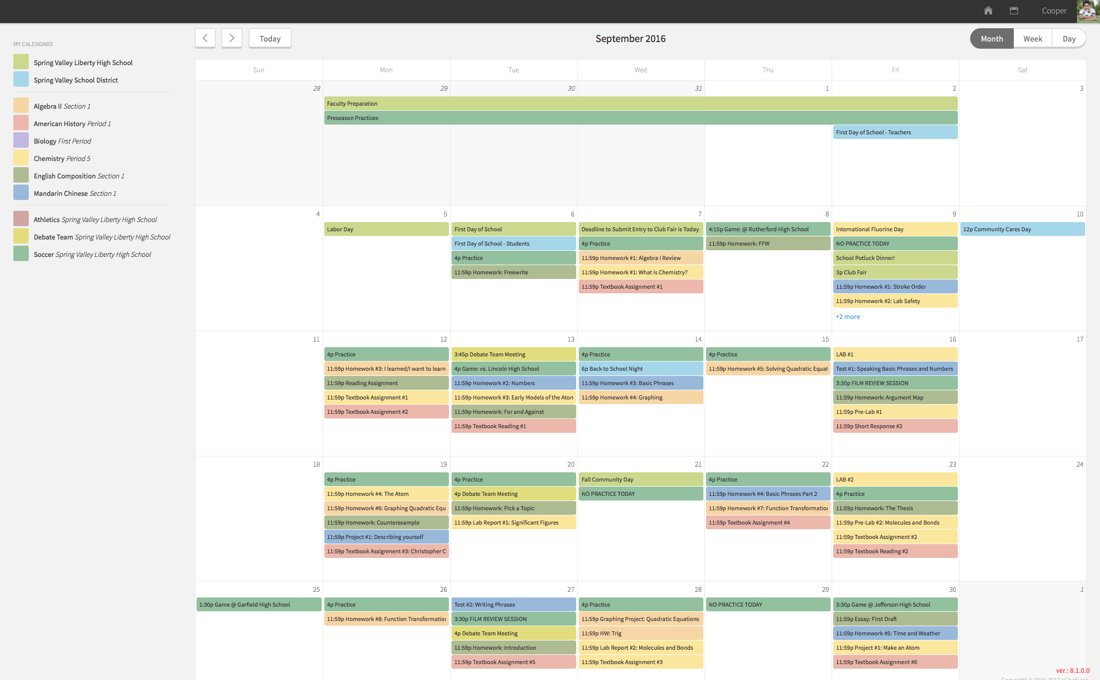 Unified personal calendars help busy students stay on top of all of their assignments and activities. 