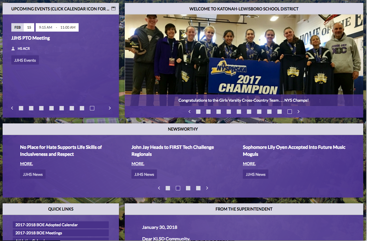 All of the sites use the same page layout and content elements on the home page for continuity.