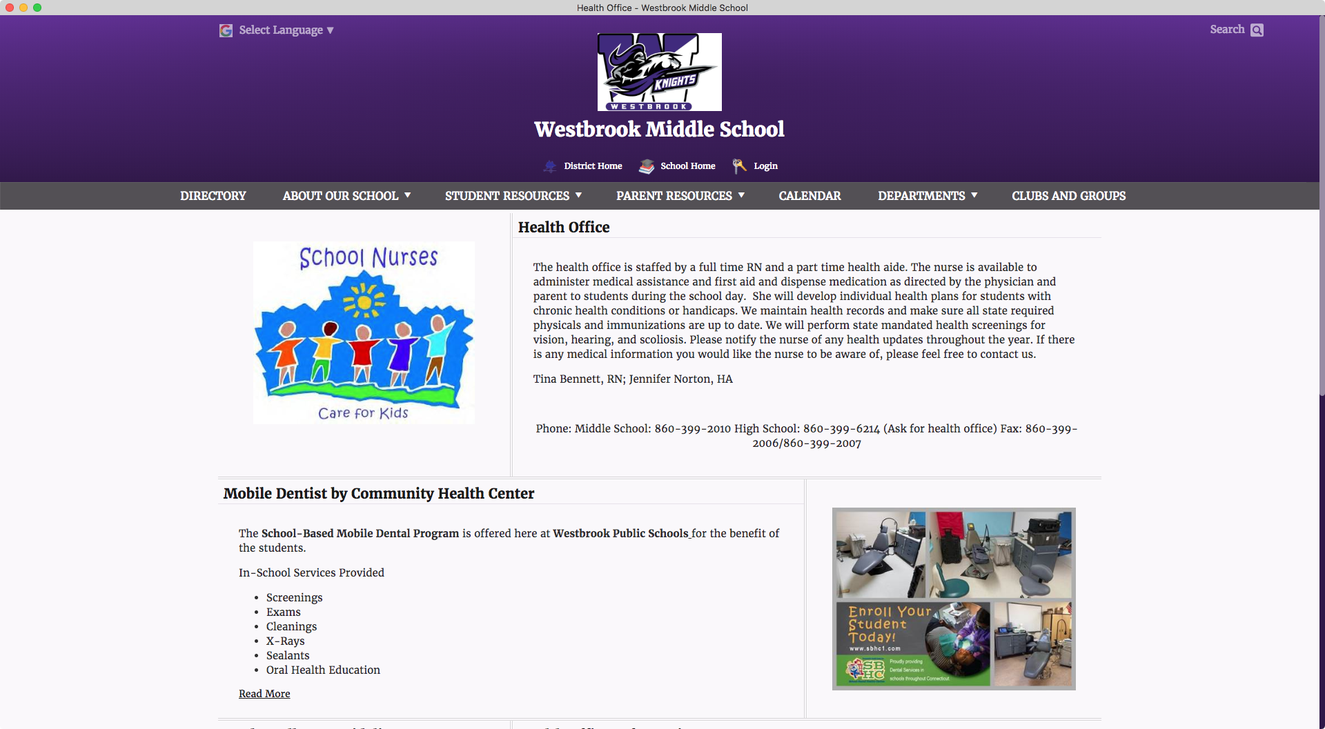 Westbrook Middle School Health Department Webpage